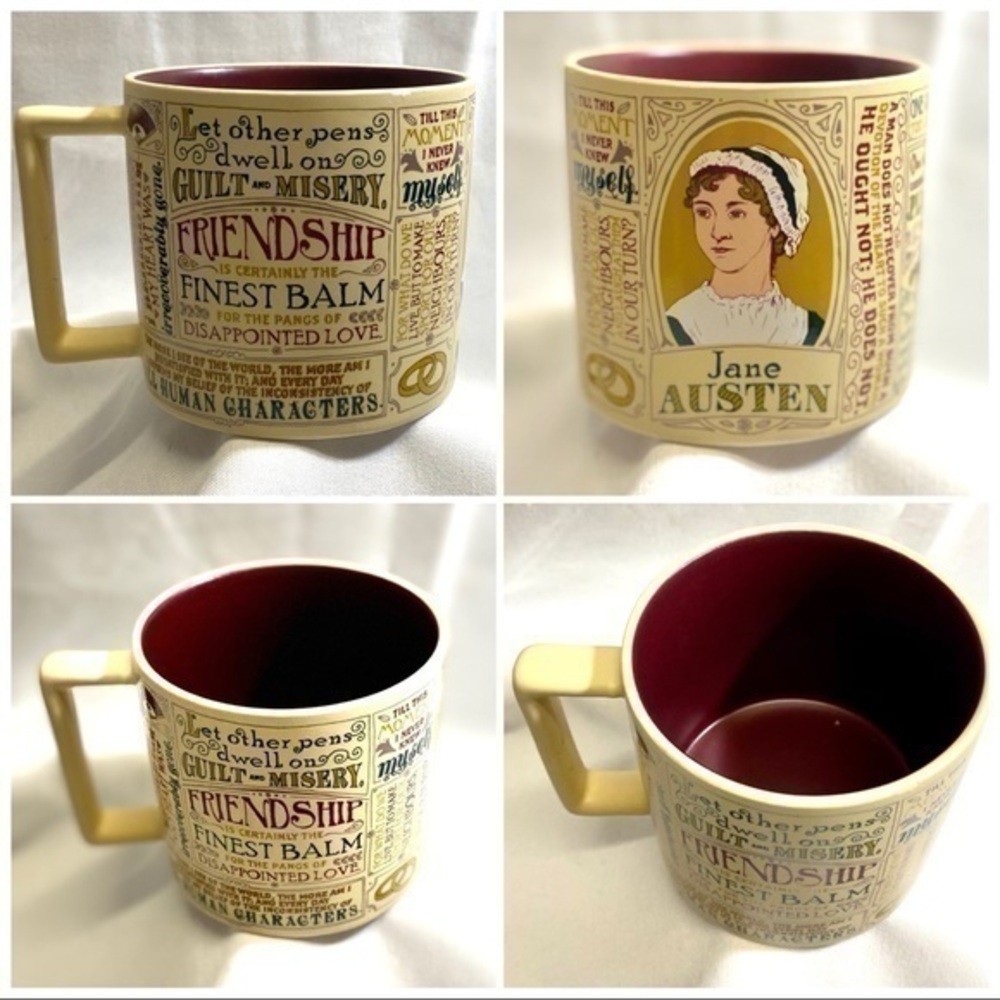 Jane Austen Ceramic Coffee Mug Most Famous Quotes and Depictions